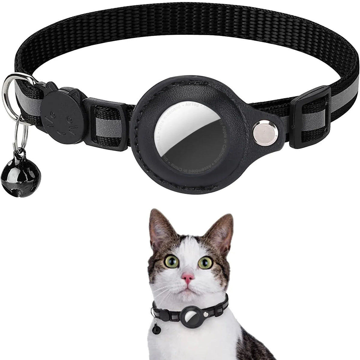Collier De Support Airtag Pour Chat, Bandes Réfléchissantes Détachables, Collier De Chaton Réglable, Collier De Cloche De Chat Étanche, Étui Pour Étiquette D'Air Pour Animaux De Compagnie