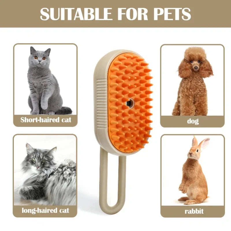 Brosse À Vapeur 3 En 1 Pour Chat, Dissolvant De Poils D'Animaux, Vaporisateur, Peigne De Toilettage Avec Spray De Massage, Outil De Nettoyage Durable Pour Chats