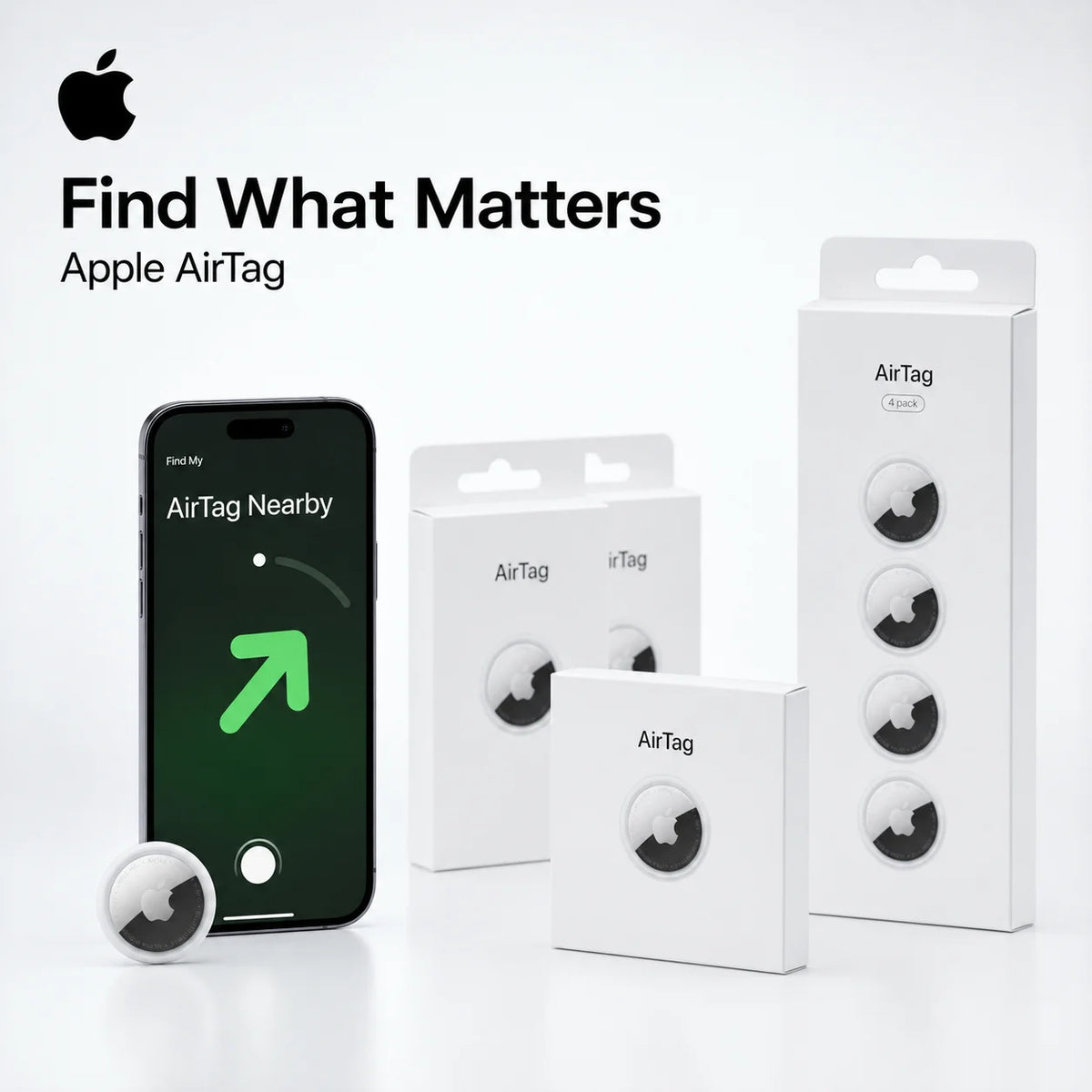Apple Airtag 1Ère Génération, Traceur Intelligent Bluetooth, Localisateur Pour Clés, Sac À Dos, Bagages, Réseau Find My, Localisation Précise, Lot De 1, 2 Ou 4
