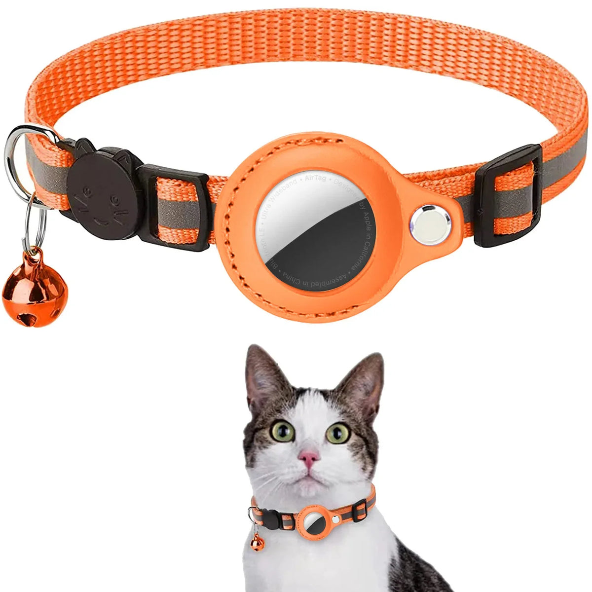 Collier De Support Airtag Pour Chat, Bandes Réfléchissantes Détachables, Collier De Chaton Réglable, Collier De Cloche De Chat Étanche, Étui Pour Étiquette D'Air Pour Animaux De Compagnie