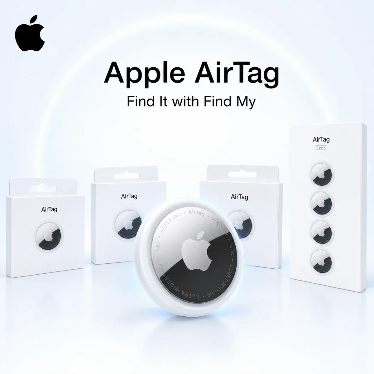 Apple Airtag 1Ère Génération, Traceur Intelligent Bluetooth, Localisateur Pour Clés, Sac À Dos, Bagages, Réseau Find My, Localisation Précise, Lot De 1, 2 Ou 4