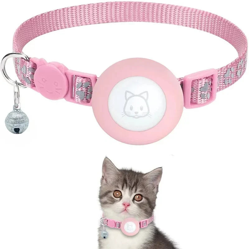 Collier Pour Chat Compatible Avec Apple Airtag Avec Clochette, Boucle De Sécurité Réglable, Collier GPS Réfléchissant Pour Chatons Et Chiots De 7 À 12 Pouces