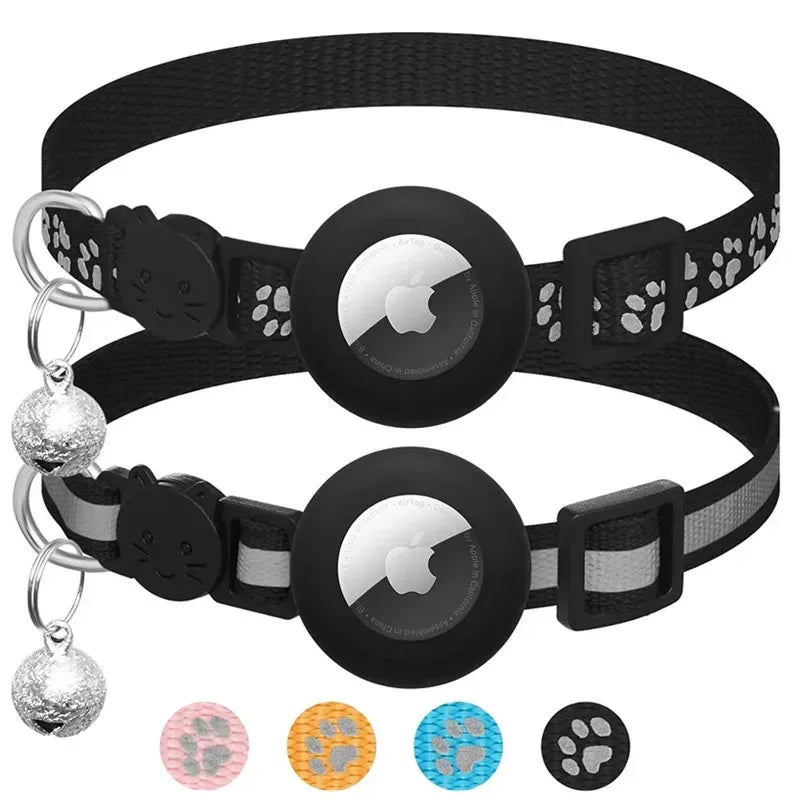 Collier Pour Chat Compatible Avec Apple Airtag Avec Clochette, Boucle De Sécurité Réglable, Collier GPS Réfléchissant Pour Chatons Et Chiots De 7 À 12 Pouces