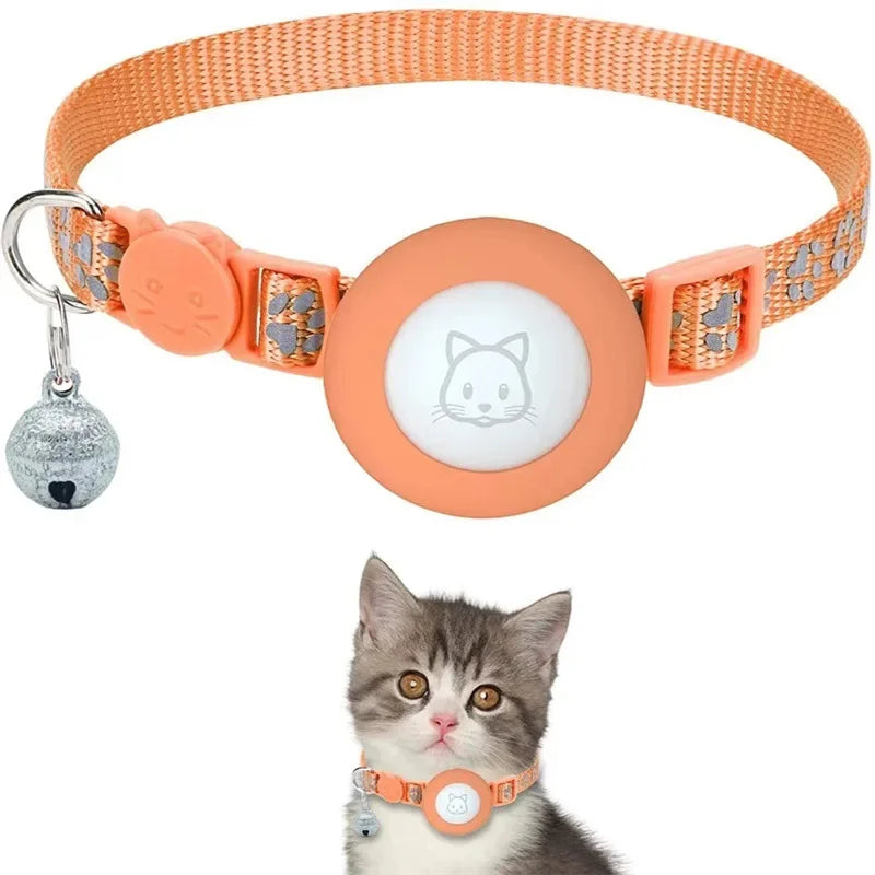 Collier Pour Chat Compatible Avec Apple Airtag Avec Clochette, Boucle De Sécurité Réglable, Collier GPS Réfléchissant Pour Chatons Et Chiots De 7 À 12 Pouces