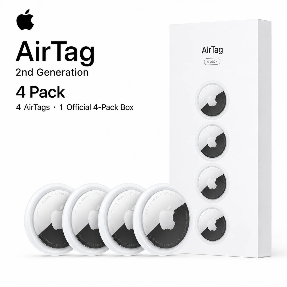 Apple Airtag 1Ère Génération, Traceur Intelligent Bluetooth, Localisateur Pour Clés, Sac À Dos, Bagages, Réseau Find My, Localisation Précise, Lot De 1, 2 Ou 4
