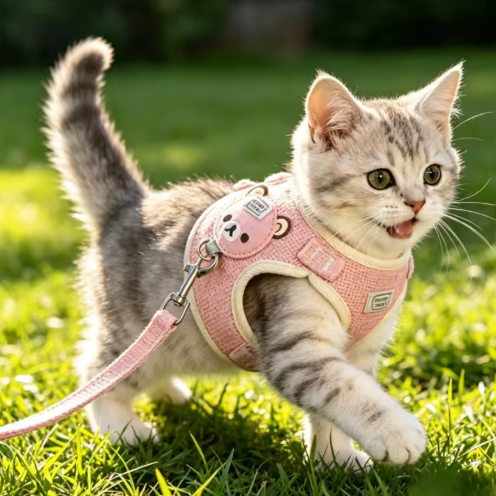 Harnais Pour Animaux De Compagnie Style Sous-Vêtement, Laisse Réglable Pour Chat Et Chien, Harnais Respirant, Gilet Pratique Pour Petits Chiens Et Chats