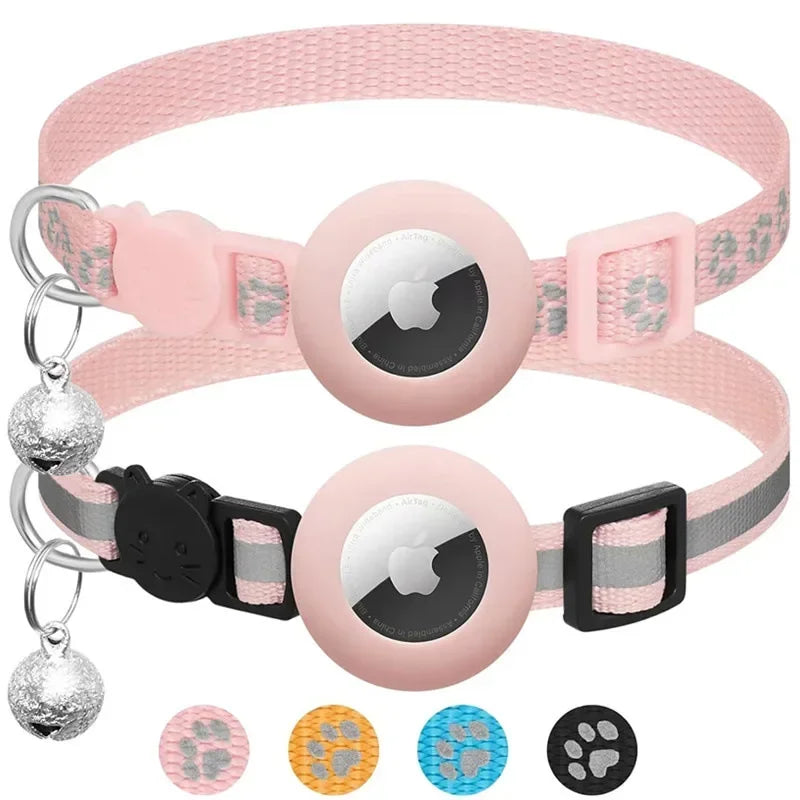 Collier Pour Chat Compatible Avec Apple Airtag Avec Clochette, Boucle De Sécurité Réglable, Collier GPS Réfléchissant Pour Chatons Et Chiots De 7 À 12 Pouces