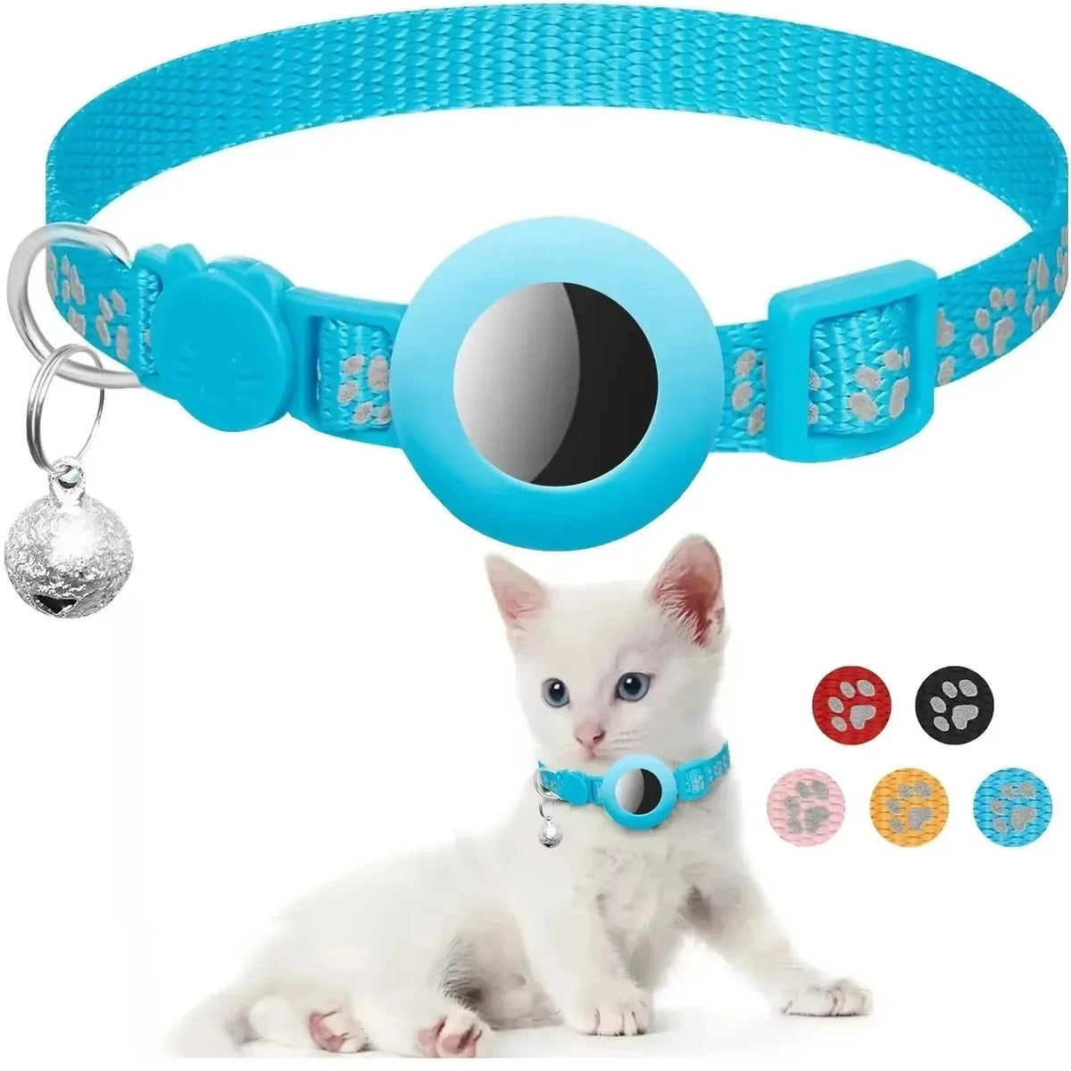 Collier Pour Chat Compatible Avec Apple Airtag Avec Clochette, Boucle De Sécurité Réglable, Collier GPS Réfléchissant Pour Chatons Et Chiots De 7 À 12 Pouces