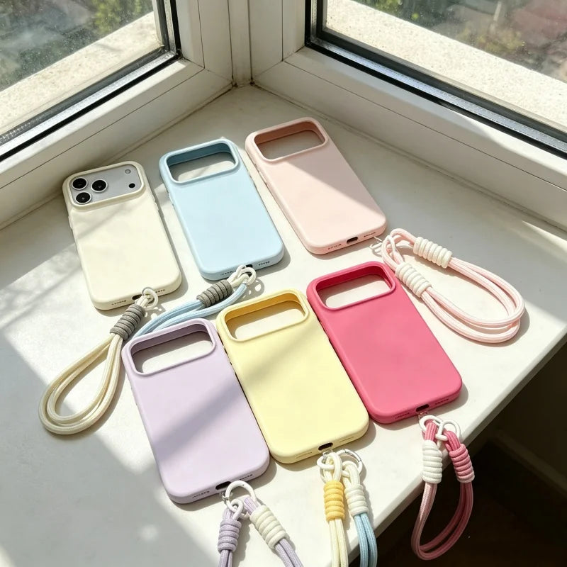 Coque De Téléphone En Silicone Liquide Tendance Pour Iphone 17 16 14 15 Pro Max 12 14 15 16 Pro Avec Dragonne Anti-Chute Et Protection Intégrale