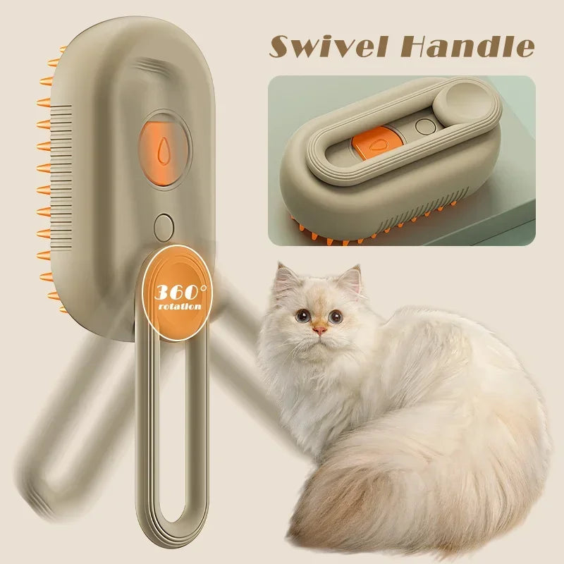 Brosse À Vapeur 3 En 1 Pour Chat, Dissolvant De Poils D'Animaux, Vaporisateur, Peigne De Toilettage Avec Spray De Massage, Outil De Nettoyage Durable Pour Chats