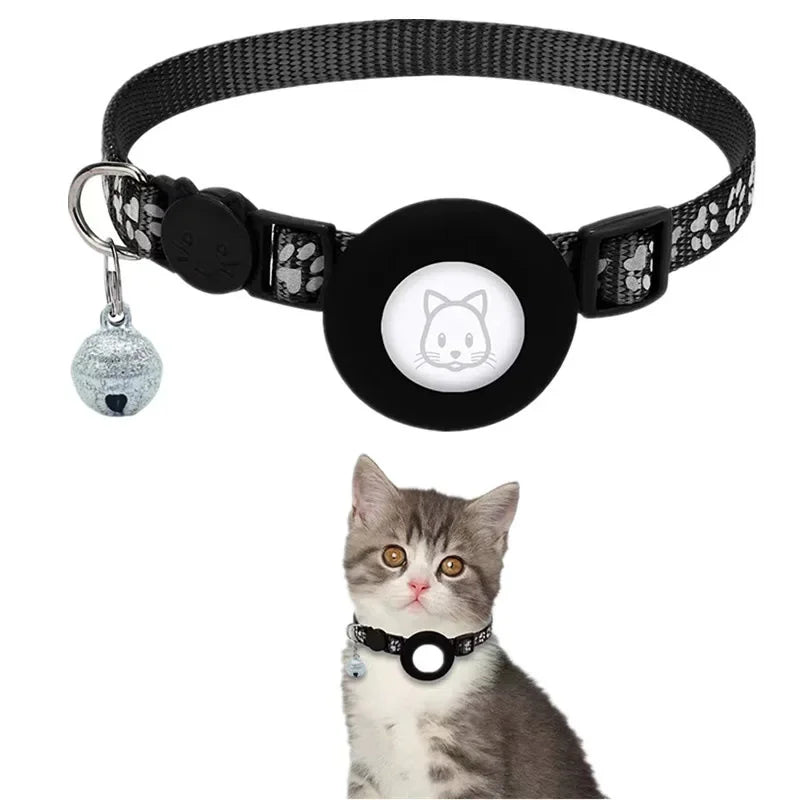 Collier Pour Chat Compatible Avec Apple Airtag Avec Clochette, Boucle De Sécurité Réglable, Collier GPS Réfléchissant Pour Chatons Et Chiots De 7 À 12 Pouces