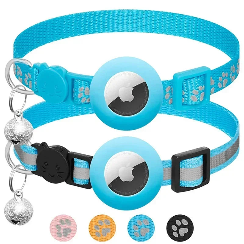 Collier Pour Chat Compatible Avec Apple Airtag Avec Clochette, Boucle De Sécurité Réglable, Collier GPS Réfléchissant Pour Chatons Et Chiots De 7 À 12 Pouces